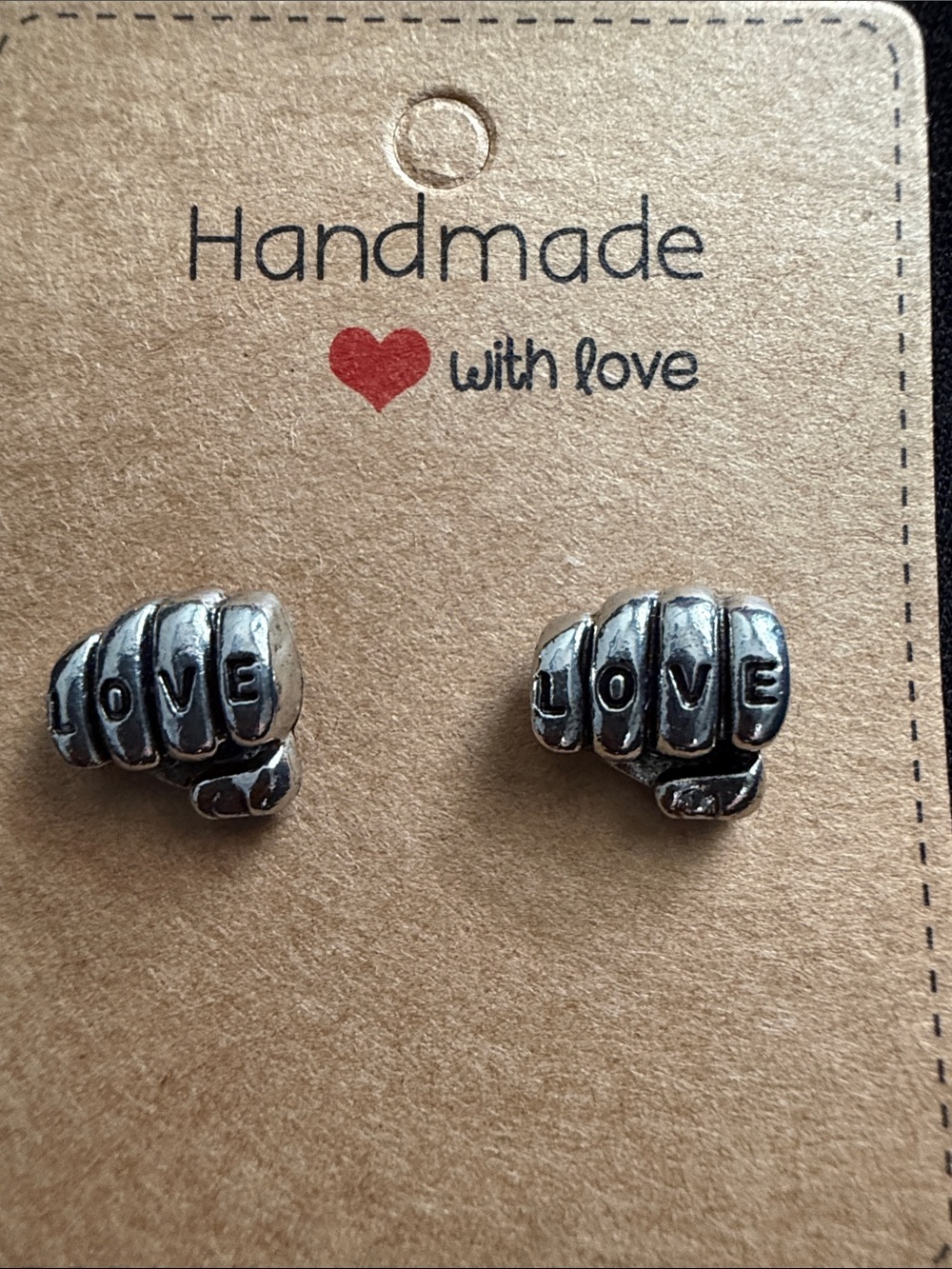 Silver Tone 'LOVE' Knuckle Stud Earrings - Unisex Accessories